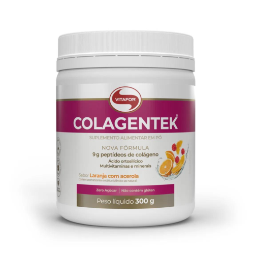 Colagentek Pote 300g Laranja com acerola - Vitafor Colagentek Pote 300g Laranja com acerola - Vitafor